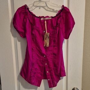 Women's Pink Button-Up Top